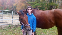 Student Annie Smith with her favorite Fairfield school horse, Sawyer!