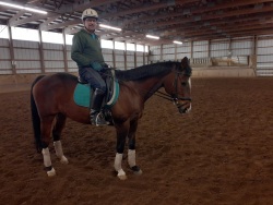 Brian McCormick riding Tequila, a thoroughbred mare, one of his retired polo horses. Now his dressage horse!