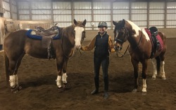 Carol Barnewolt with both her horses... Sparkle & Scottie