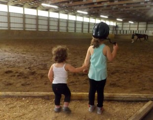 Hannah & Aubrey waiting for their pony rides!!